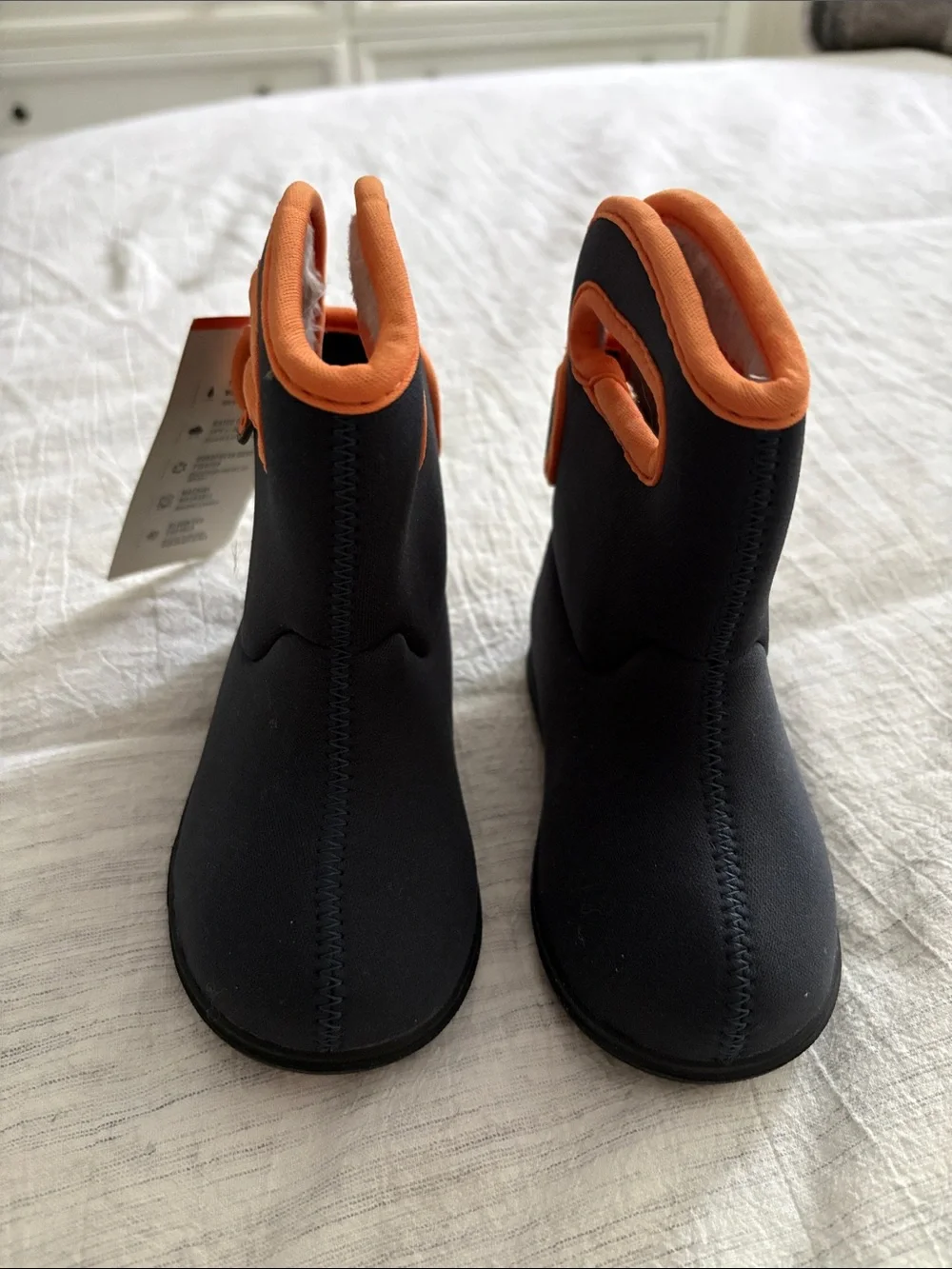 Bogs Kids Black Boots with Orange Trim
